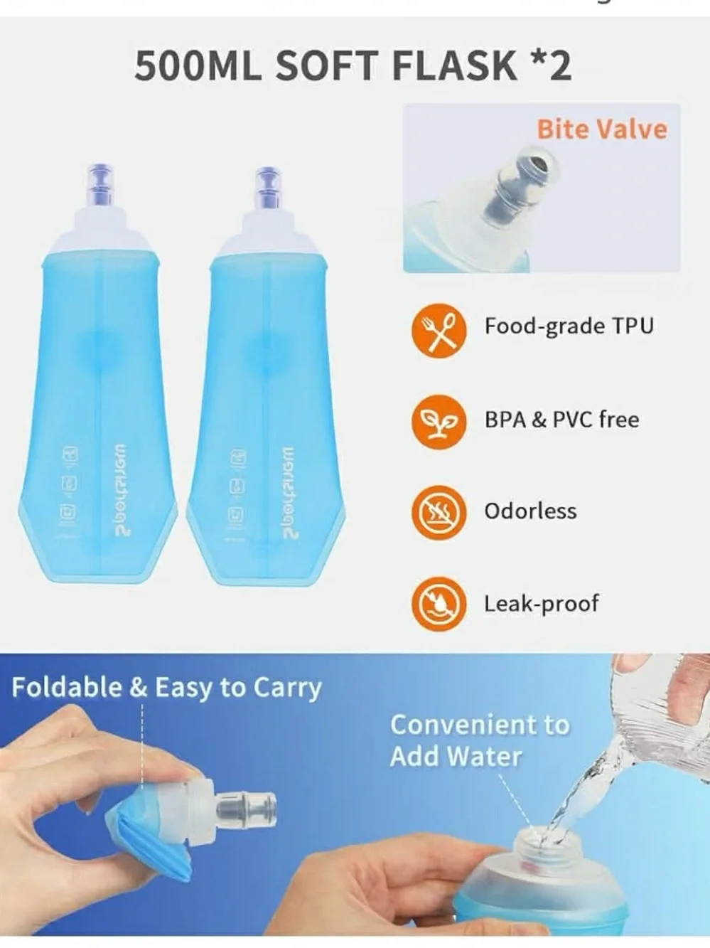 Ultra-Lightweight Unisex Gray Running Hydration Vest with 2 soft flasks NWT